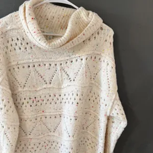 Sundance Womens‎ Cream Multi Confetti Rainbow Knit Oversized Cowl Neck Sweater M thumbnail 2
