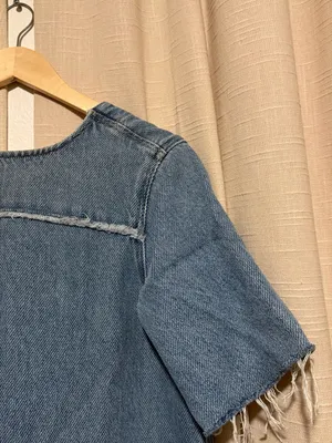 Ganni Light Blue Denim Maxi Dress with Raw-Edge Trim thumbnail 7