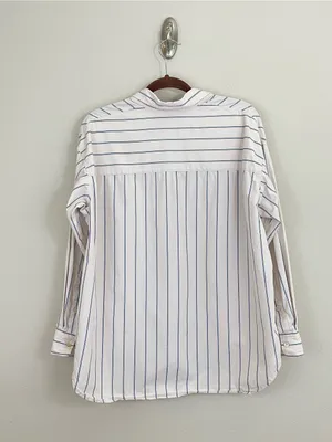 Aritzia Wilfred Organic Cotton‎ Relaxed Striped Poplin Button-Up Shirt Size XS thumbnail 6
