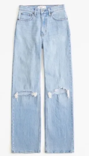 Abercrombie The Loose Jeans Curve Love Women’s Size 30 10 Short High Rise Light thumbnail 1