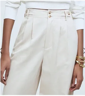 Madewell Harlow Wide Leg Pants in Drapey Twill - Harvest Moon Size 8 thumbnail 4