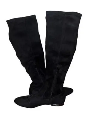 NWT Jessica Simpson Gilia Black Microsuede Knee High Flat Riding Boots Size 7 thumbnail 1
