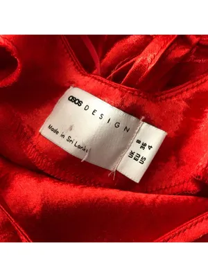 Asos Midi Slip Dress Satin Square Neck Sleeveless Lace Up Red 4 thumbnail 3