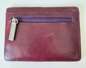 HOBO Burgundy Red Leather Thin Wallet Coins Purse ID Card Holder 5”x3.5” thumbnail 1