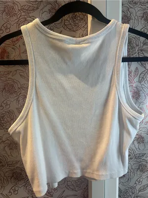 Women’s White Ribbed Cropped Tank Top - H&M thumbnail 3