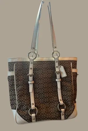 Coach Signature Brown Leather Trim Tote Bag thumbnail 1