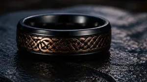 Luxury Collection Titanium Steel Black Polished Finish 8mm Band Size 14 NWT thumbnail 1