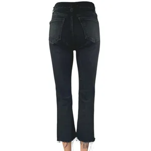 Zara Women's Black High Rise Raw Hem Flared Bootcut Cropped Denim Jeans Size 2 thumbnail 3