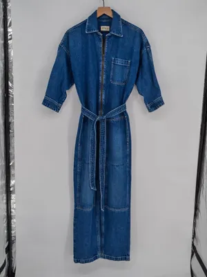 ETICA Zeta Carpenter Denim Jumpsuit Medium Wash Blue S thumbnail 3