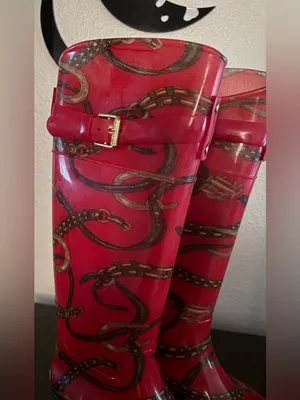 Lauren Ralph Lauren Rossalyn II Red Chain Print Rain Boots | Equestrian Style thumbnail 5
