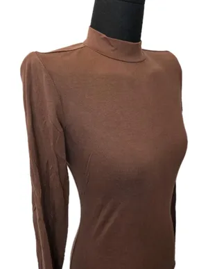 Reformation Bailey Women Brown Long Sleeve Mock Neck Inner Layer Knit Top Size S thumbnail 1