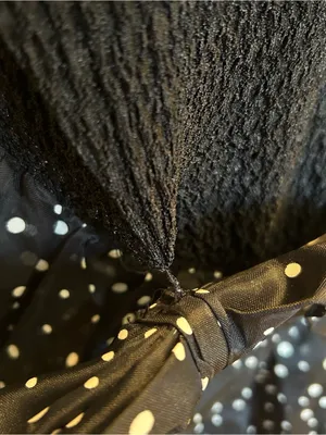 Nuance 80s black textured flamenco style dress chiffon polka dot accents size M thumbnail 6