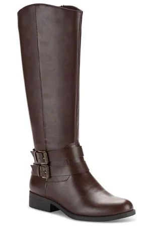 Style&Co. Maliaa Brown Faux Leather Knee-High Buckle Riding Boots, Size 5.5, NWT thumbnail 1