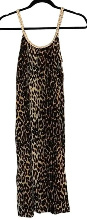 NWT‎ Azz Leopard Print Maxi Dress Small Brown thumbnail 1