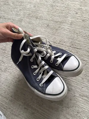 Classic Navy High-Top Canvas Sneakers with White Accents (Size 7.5) thumbnail 3