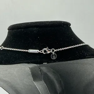 Pandora Blue Heart Halo Necklace Sterling Silver S925 ALE thumbnail 4