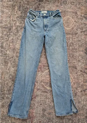 Abercrombie‎ & Fitch 90s High Rise Straight Leg Blue Jeans Side Slit 26 2 thumbnail 1