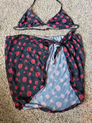 Rose bikini set with skirt Blue Size M thumbnail 5