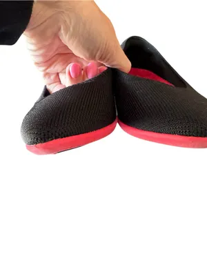 VIVAIA - Black Pointed Toe Knit Ballet Flats Red Sole Sz 35.5/5.5 thumbnail 6