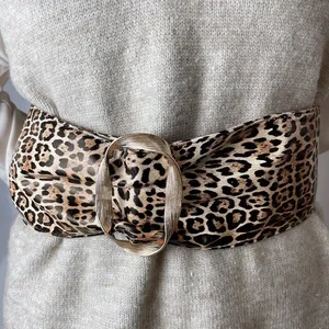 Faux leather cheetah animal print belt Leopard Pattern Elastic Belt thumbnail 1