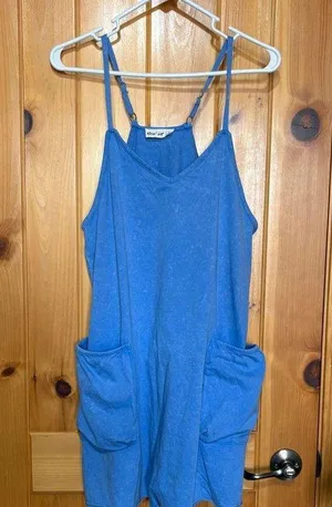 New In Women’s Romper Blue With Pocket Size M thumbnail 1