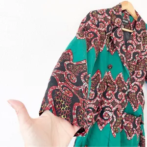 OFUURE Green Paisley Print Blazer Mini Dress Small Tailored Long Sleeve thumbnail 4