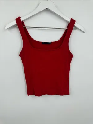 Brandy Melville Red Cropped Tank Top One Size thumbnail 7
