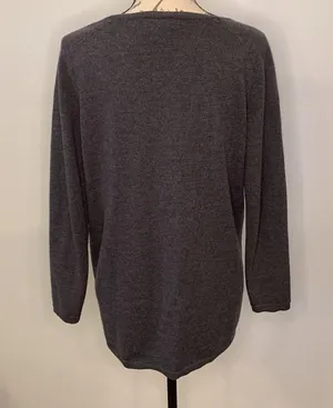 wool button front sweater charcoal gray L thumbnail 2