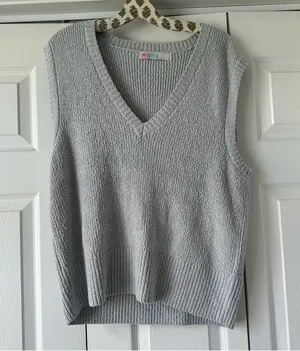 NWOT Free People Beach V-Neck Sweater Vest Penny Knit Top thumbnail 1