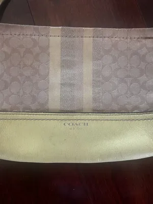 Coach Signature Clutch/Wristlet Yellow/Tan Canvas With Leather Trim thumbnail 4