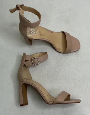 Vince Camuto‎ Citriana Blush Stretch Ankle Cuff Block Heel Sandals 7.5M thumbnail 1