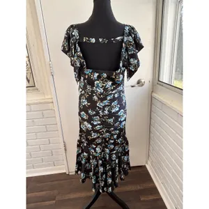 Anthropologie NWT Floral Sweetheart Ruched Drop waist Dress large‎ elegant goth thumbnail 7