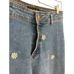 Desigual Embroidered Daisy Cropped Culotte Jeans‎ Wide Leg Blue Denim 40 US 8 thumbnail 5