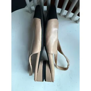 Anne Klein Women's Slingback Beige and Black Cap Toe Flats thumbnail 6