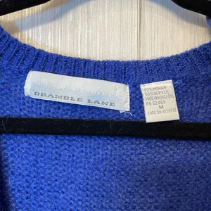 Vintage Bramble Lane Mohair Blend Cardigan – Royal Blue Cozy Y2K Grandpa Sweater thumbnail 4