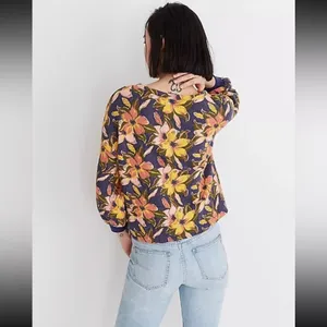 Miles By Madewell Island Magnolias Jacquard Sweatshirt M thumbnail 12