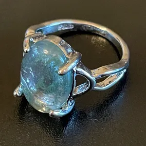 Greenish opal S925 silver ring size 5.25 thumbnail 3