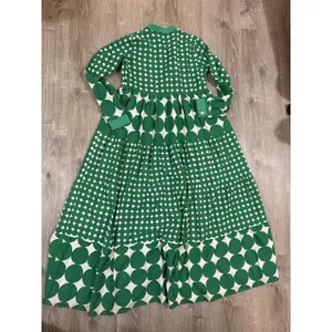 SAHRAAFRA 36 Green Polka Dot Maxi Dress Luxury thumbnail 3
