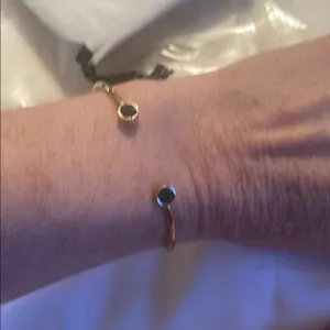 Alex and Ani Gold Open Cuff Bracelet with Dark Bead Accents thumbnail 4