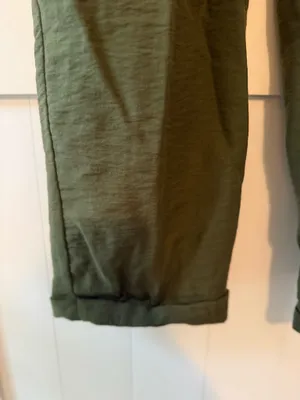 Zara Olive Green Short-Sleeve Utility Jumpsuit with Woven Belt thumbnail 9