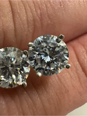 14K White Gold Lab Grown Diamond Stud Earrings thumbnail 5