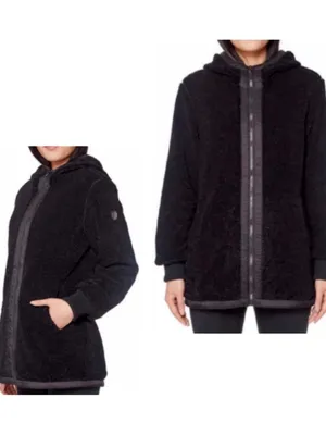 1 Madison Expedition Sz XL Black Faux Fur Fuzzy Hooded Jacket Insulated Sherpa thumbnail 2