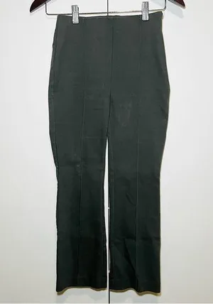 LOFT Pants Green Pintuck High Waist Side Zip Cotton Blend Straight Leg - 00 thumbnail 1