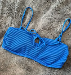 EUC Hollister Bright Blue Bandeau Swim Top with Detachable Straps Size M thumbnail 1