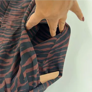 Express Brown‎ Zebra Print Chiffon Surplice Sleeveless Shoulder Pads Crop Top thumbnail 4