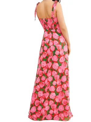 Show Me Your MuMu Willow Floral Maxi Dress Summer Pink Red Flowers Wedding Guest thumbnail 8