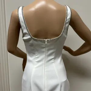 New Likely White Dressy MIDI Dress Lined with beaded trim size 10 thumbnail 7