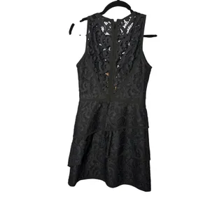 BCBGMAXAZRIA Dress‎ 2 Black Lace Tiered Sleeveless Hanah Cocktail Gothic Chic thumbnail 2
