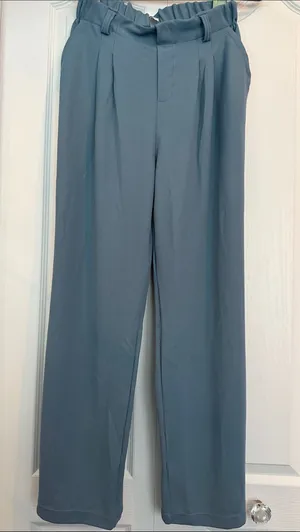 HALARA Woman’s Slate Blue High-Rise Pleated Chinos - Medium Regular thumbnail 1