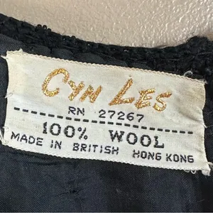 Vintage Cyn Les Black Wool Sequined & Beaded Scalloped Design Tank Top Medium thumbnail 6